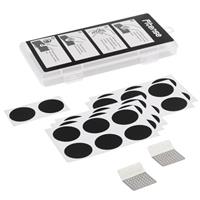 Fitense Bike Tyre Puncture Repair Kit with 26 PCS Vulcanizing Patches/32 Pre Glued Tube Patch Kits, 2 PCS Metal Rasp, Bicycle Inner Flat Tube Patch Kit for Mountain MTB BMX Ebike Road Cycling