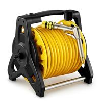DKIEI Garden Hose Reel with 20M Hosepipe & Adjustable Spray Nozzle Gun, Portable Hose Pipe Reel Retractable and Rewind for Patio & Car Cleaning, Hose Holder Garden Accessories for Lawn Watering