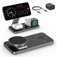 Keepro 3 in 1 Wireless Charging Station for iPhone Magnetic Portable, Fast Wireless Charger Stand for iPhone 16/15/14/13/12, AirPods Pro 4 3 2 Apple Watch (Adapter Included)-White