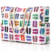 oscaurt Beach Bag Large Waterproof Beach Tote Bags with Zip and Rope Handle Summer Holiday Essentials Shoulder Handbags for Travel Shopping Pool Gym Picnic