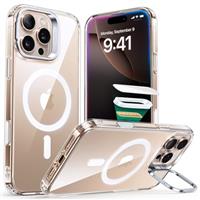 ESR for iPhone 15 Case, MagSafe Silicone Case with Stand, Military-Grade Protection, Built-In Camera Stash Stand, Magnetic Phone Case for iPhone 15 Pro Max, Cloud Series, Black
