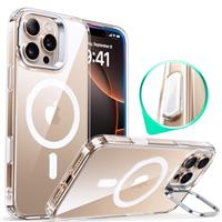 ESR for iPhone 15 Case, MagSafe Silicone Case with Stand, Military-Grade Protection, Built-In Camera Stash Stand, Magnetic Phone Case for iPhone 15 Pro Max, Cloud Series, Black