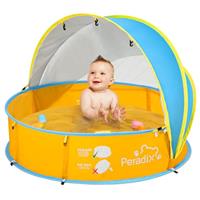 Peradix Splash Pool, Baby Beach Tent with UV Sun Shelter Canopy & Mosquito Net, Portable Pop-Up Infant Ball Pit Tent, Toddler Wading Pool for Kids & Pets