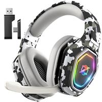 Ozeino Wireless Gaming Headset with Microphone, 2.4G & Type C Transmitter - 40h Battery Life - RGB Lighting Gaming Headphones for Ps5, Ps4, PC, Phone