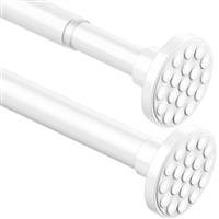 Curtain Pole No Drill Extendable Shower Curtain Rail Extra Long Shower Rail Anti-Slip Curtain Rod for Living Room,Bedroom, Bathroom,Balcony White(90-355CM 32mm)
