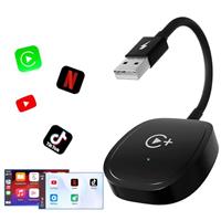 XHU Wireless CarPlay Adapter with Netflix, YouTube and Tiktok Stream Media Play, 2024 Upgrade Wireless CarPlay Video Adapter compatible with Phone iOS 10+ and Cars from 2016 with Wired CarPlay