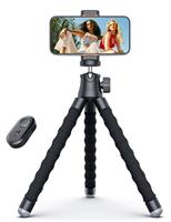 Phone Tripod, Portable and Flexible Phone Stand for Video Recording with Wireless Remote, 360 Rotating Tripod for iPhone, Smartphones