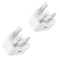 USBC Plug UK, 2-Pack 25W USB C Charger Plug Fast Charge for iPhone 16 15 14 13 12 11 Pro Max Plus XR, iPad, Samsung Type C Plug Fast Charging Head, iPhone Charger Plug USB C Power Adapter Plug