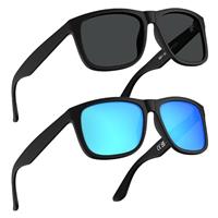 STGATN Mens Sunglasses Polarised UV400 Protection Lightweight Black Sunglasses mens for Driving Travelling 2 Pack