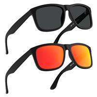 STGATN Mens Sunglasses Polarised UV400 Protection Lightweight Black Sunglasses mens for Driving Travelling 2 Pack