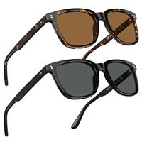 STGATN Retro Square Mens Sunglasses Polarised Eyewear 100% UV Protection for Driving Travel 2 Pack