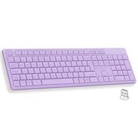 LeadsaiL Purple Wireless Keyboard, UK Layouty Full-Sized Ergonomic Computer Keyboard, 2.4GHz Wireless and Noiseless Typing,12 FN Shortcuts for Windows Laptop Computer