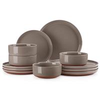 MALACASA Plates and Bowls Sets, 18 Pieces Modern Ceramic Dinnerware Set for 6 Kitchen Dinner Set Stoneware Dishware Dishes Set Microwave and Dishwasher Safe, Brown, Series TARA