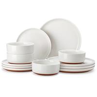 MALACASA 18 Pieces Dinner Sets for 6 People, Modern Ceramic Dinnerware Set for 6, Stoneware Plates and Bowls Sets, Dishwasher & Microwave Safe Plates and Bowls Set for 6, Grey, Series Tara