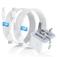 40W Dual Port USB C Fast Charger With 2Pack Cable for iPad Pro 12.9"/11", iPad Air/Mini, iPad 4th 5th 6th 7th 8th 9th 10th
