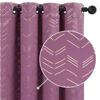 Deconovo Blackout Curtains Gold Zigzag Lines Pattern Curtains