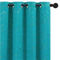 Deconovo Blackout Curtains Gold Zigzag Lines Pattern Curtains