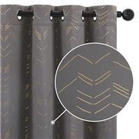 Deconovo Blackout Curtains Gold Zigzag Lines Pattern Curtains