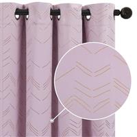 Deconovo Blackout Curtains Gold Zigzag Lines Pattern Curtains