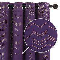 Deconovo Blackout Curtains Gold Zigzag Lines Pattern Curtains