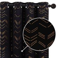 Deconovo Blackout Curtains Gold Zigzag Lines Pattern Curtains