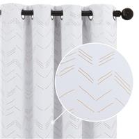 Deconovo Blackout Curtains Gold Zigzag Lines Pattern Curtains