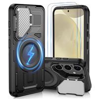 Pilaru for Samsung S Series Case [Compatible with Magsafe] Full Camera Protection | Alloy Stand | Military-Grade Protection, Strong Magnetic Charger Phone Case for Galaxy S Series
