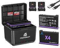 Homesuit Insta 360 X3 Replacement Battery 1800mAh and 2-Channel USB Charger Compatible with Insta360 X3 Camera with Misro SD Card Slots (2-Pack)