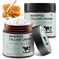 Beef Tallow for Skin, Tallow and Honey Balm (120g), Tallow Face Moisturizer, Organic Grass Fed Whipped Beef Tallow with Honey Beeswax, Deeply Moisturizing for Face & Body, Unscented Fast Absorption
