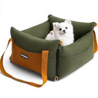 Premium Dog Car Seat for Small & Medium Pet Under 15KG, Portable Travel Bed with Extendable Rest Area, Detachable and Washable Puppy Booster Car Carrier Seat with Storage Pockets and Safety Tether