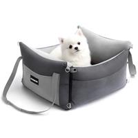 Premium Dog Car Seat for Small & Medium Pet Under 15KG, Portable Travel Bed with Extendable Rest Area, Detachable and Washable Puppy Booster Car Carrier Seat with Storage Pockets and Safety Tether