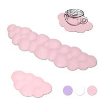 ZIBLY 3 Pcs Cloud Wrist Rest Keyboard Ergonomic Memory Foam Keyboard Wrist Rest with Mouse Pad Wrist Support and Cup Pad are Ideal for PC, Gaming, Office, and Typing