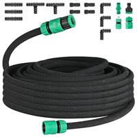 Drip Hose Set, Soaker Hose Set, Porous Pipe Leaky Pipe, Garden Hose for Watering, Gardens, Lawn, Patios, Black