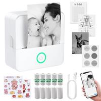 eSynic Mini Thermal Printer for Phone Portable Photo Printer with 10 Rolls Of Thermal Paper Inkless Bluetooth Sticker Printer for Android IOS Kid Sticker Machine for Photos, Journals, Study Notes