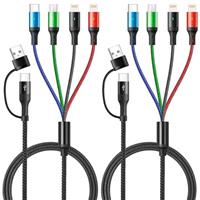 YTLUSN 6 in 1 Multi Charging Cable [3.5A,1.2M], 4 in 2 Universal Charger Cable Dual Nylon Braided USB A/C to Type C/Lightning/Micro USB/Universal Charger for iPhone,Galaxy and More