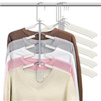 Clothes Hangers Space Saving Coat Hangers- Jeowoqao Non Slip Shirt Hangers with Padded Foam Stainless Steel 5 in 1 Organizer Heavy Duty Hangers for Hoodie Coat Sweater Suit T-Shirt