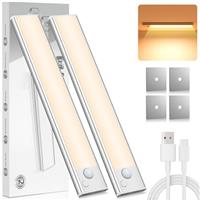 Under Cabinet Kitchen Lights LED - Motion Sensor Rechargeable Cupboard Indoor Lighting Wardrobe Magnetic Battery Operated USB Powered Lamp Wireless Stairs Shelf Closet Counter Undercounter Fridge Bed