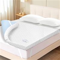 VividHues Mattress Topper Single Bed - Dual-layer Memory Foam Mattress Toppers with Machine Washable Breathable Microfibre Cover & Elasticated Corner Straps for Back Pain Relief (90x190cm, 7cm)
