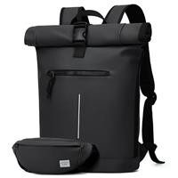 YTL Roll Top Waterproof Large Backpack for Men and Women, fit 17 Inch Laptop Anti-theft Backpack,Travel Backpack,Waist Bag,Bag for School,Travel,CampingBusiness,Work 2set