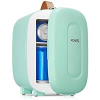 FOHERE Mini Fridge, Portable Mini Cooler, USB+AC Power Compatibility, Small Fridge for Bedroom, Offices, Car, Skincare, Makeup, Cosmetics, Drinks