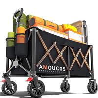 Trolley on Wheels, Heavy-Duty Festival Trolley with 360 Rotating Wheels, Brakes, and Side Storage Pocket, Large-Capacity 150kg Trolleys for Shopping, Park, Camping, Sports, and Outdoor Activities