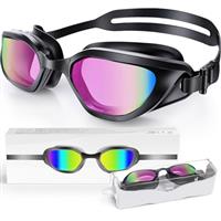 Zeligerstar Swimming Goggles, Goggles Swimming Adult with 3 Sizes Nose Bridges, Anti-Fog UV Protection No Leaking Adjustable Swim Goggles for Men Women Junior