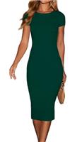 LACOZY Womens Summer Short Sleeve Midi Dress Sexy Fitted Bodycon Pencil Dresses Formal Cocktail Dresses Long Dress