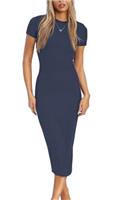 LACOZY Womens Summer Short Sleeve Midi Dress Sexy Fitted Bodycon Pencil Dresses Formal Cocktail Dresses Long Dress
