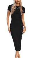 LACOZY Womens Summer Short Sleeve Midi Dress Sexy Fitted Bodycon Pencil Dresses Formal Cocktail Dresses Long Dress