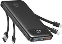 Charmast Power Bank, 20W Built-in 4 Cables Fast Charing Portable Charger, 20,000mAh Battery Pack with 6 Outputs 4 Inputs, USB-C Powerbank for iPhone 16/15/14 Series, AirPods, Android Phones (Dark)