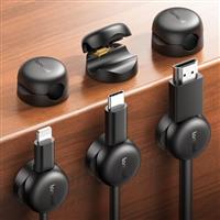 Lamicall [6 Pack] Spring Cable Holder Clips - [20% Smaller Volume] No-residue Cable Management, Cord Organiser, Desk Tidy, Phone Charging Wire Keeper for USB, HDMI, Wall, PC, Car, Office, Home - White