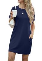GRECERELLE Womens Summer Mini Dress Simple Classic Cap Sleeve Crew Neck T Shirt Short Casual Beach A Line Dresses with Pockets