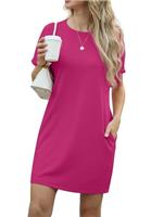GRECERELLE Womens Summer Mini Dress Simple Classic Cap Sleeve Crew Neck T Shirt Short Casual Beach A Line Dresses with Pockets
