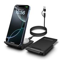 VNBBT 2 in 1 Wireless Charger,[New Update] 25W Foldable Wireless Charging Station for iPhone 16/16 Pro/15/14/13/12/11/8/Airpods,Dual 15W Fast Dual induction charge Stand For Samsung Galaxy/Buds3